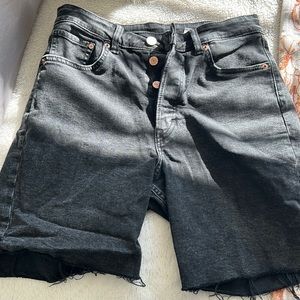 Black distressed jean shorts
